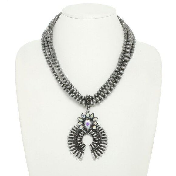 Western Multi Layer Squash Blossom Necklace - Picture 1 of 2